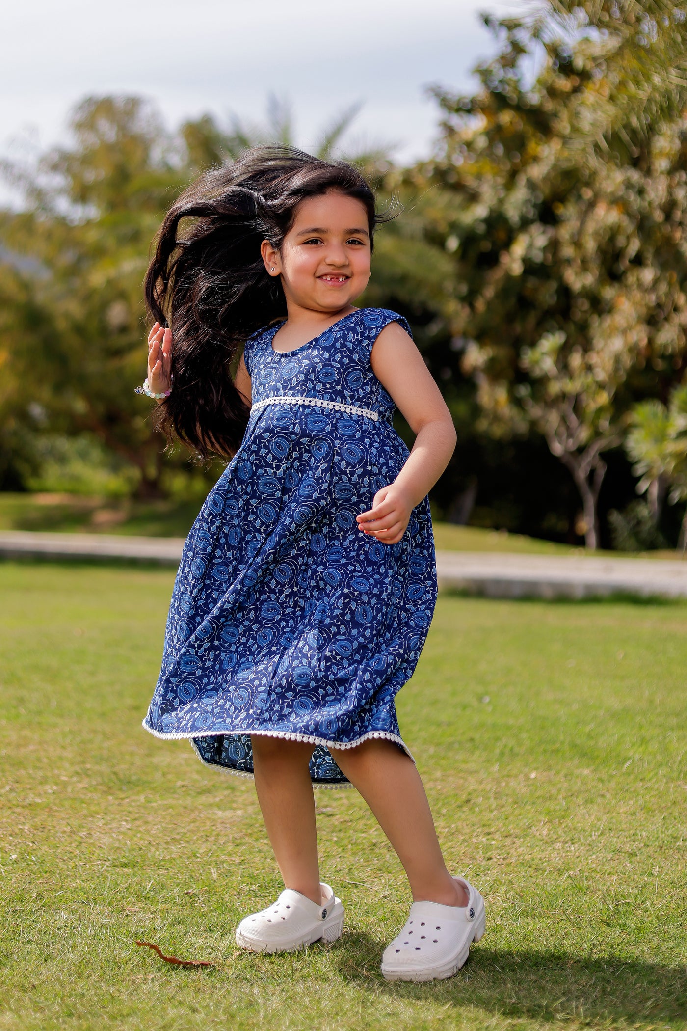 Midnight Bloom Frock – Indigo Lace
