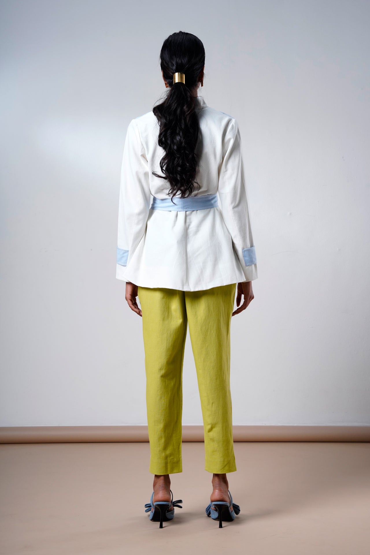 Taj – Serene Ice Top + Olive Pants