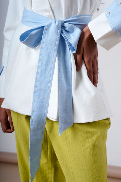 Taj – Serene Ice Top + Olive Pants