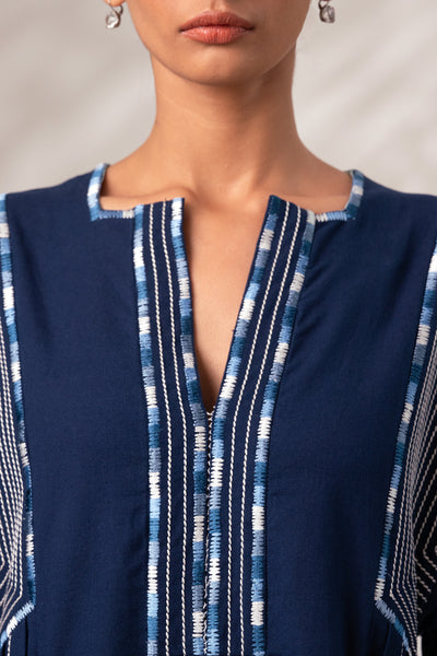 Nixie - Natural Indigo Pinstripe Dress