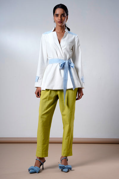 Taj – Serene Ice Top + Olive Pants