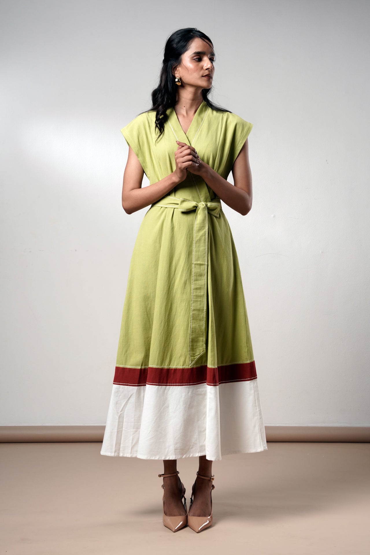 Rihana – Olive Flame Midi Dress
