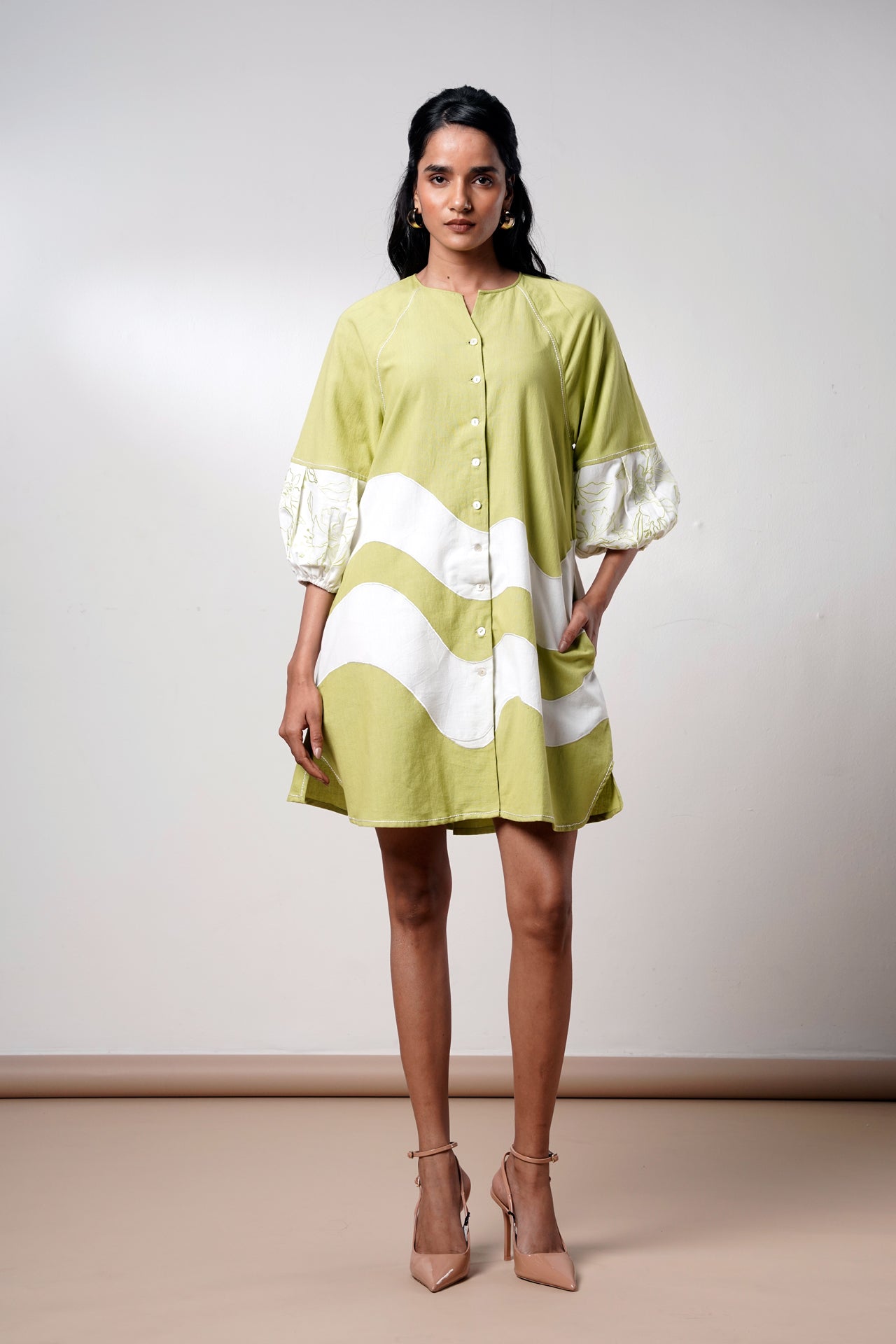 Hope – Olive Bloom Short Dress