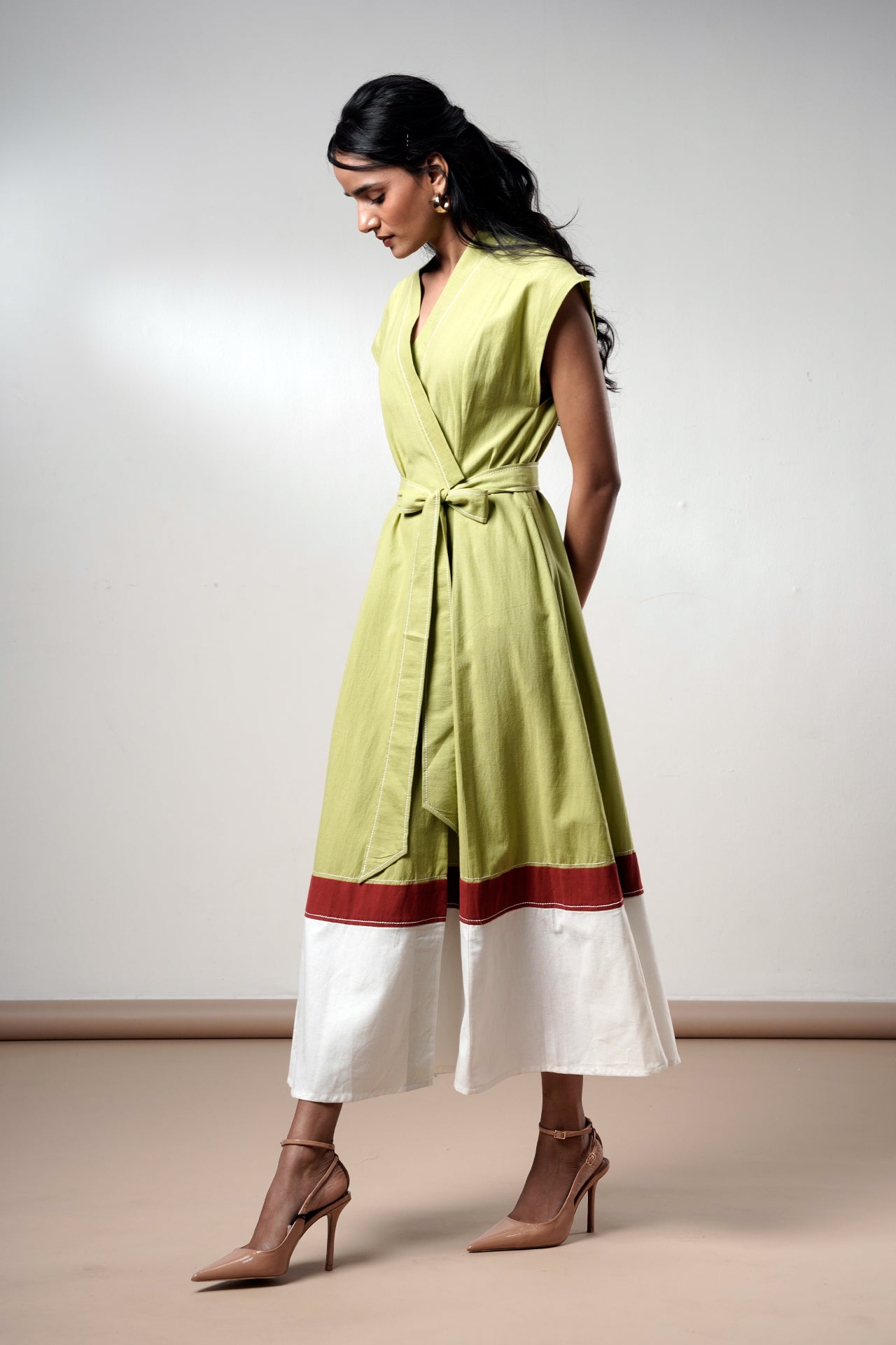 Rihana – Olive Flame Midi Dress
