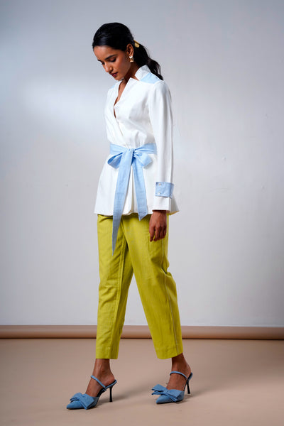 Taj – Serene Ice Top + Olive Pants